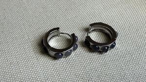Marlyn Schiff Earrings Hoop With Grey Beads New